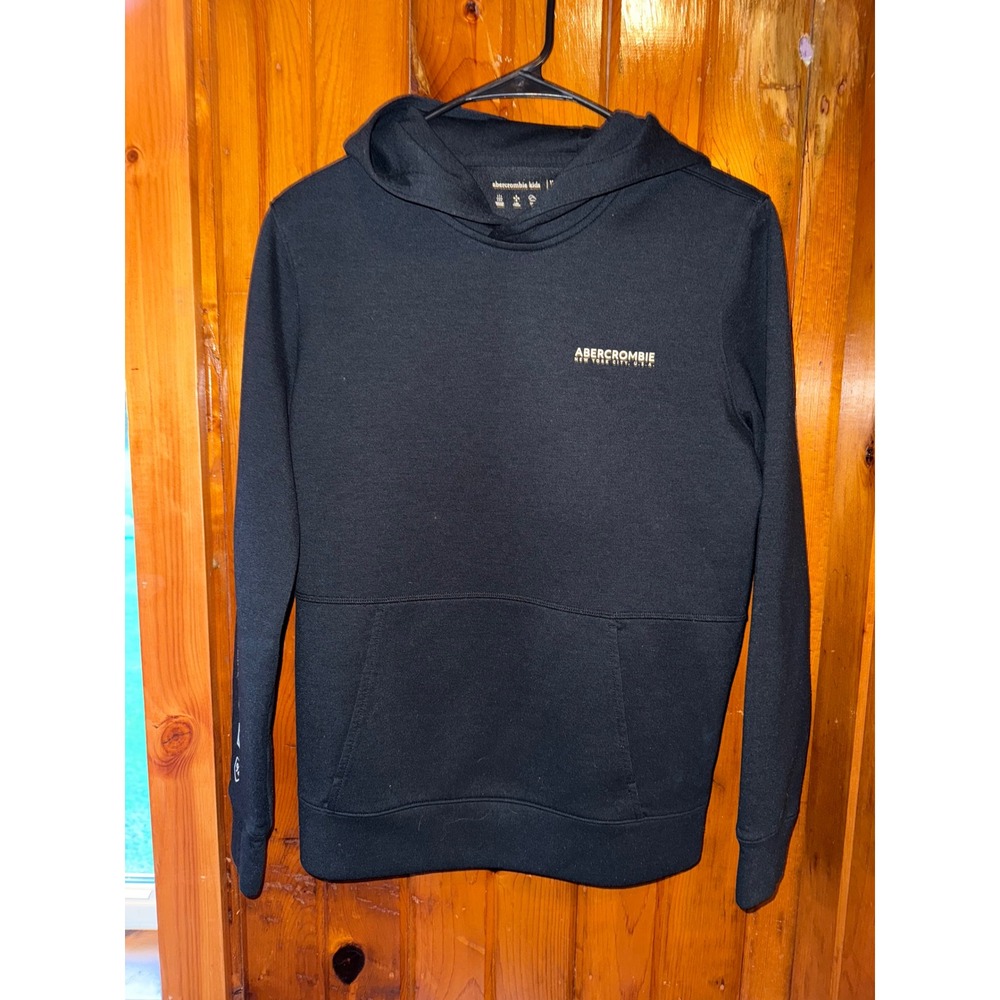 Abercrombie Kids Black Hoodie Pullover Sweatshirt Text Logo Kids Size 13/14‎